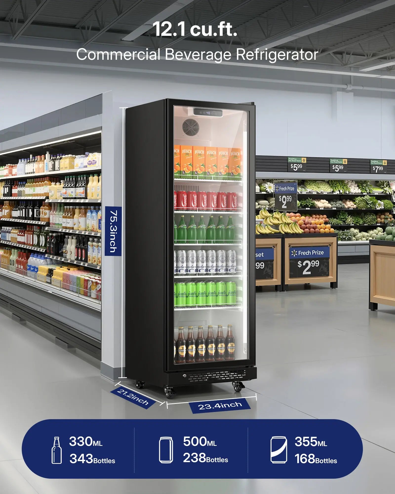12.1 Cu.Ft Commercial Beverage Refrigerator D121 - Upstreman