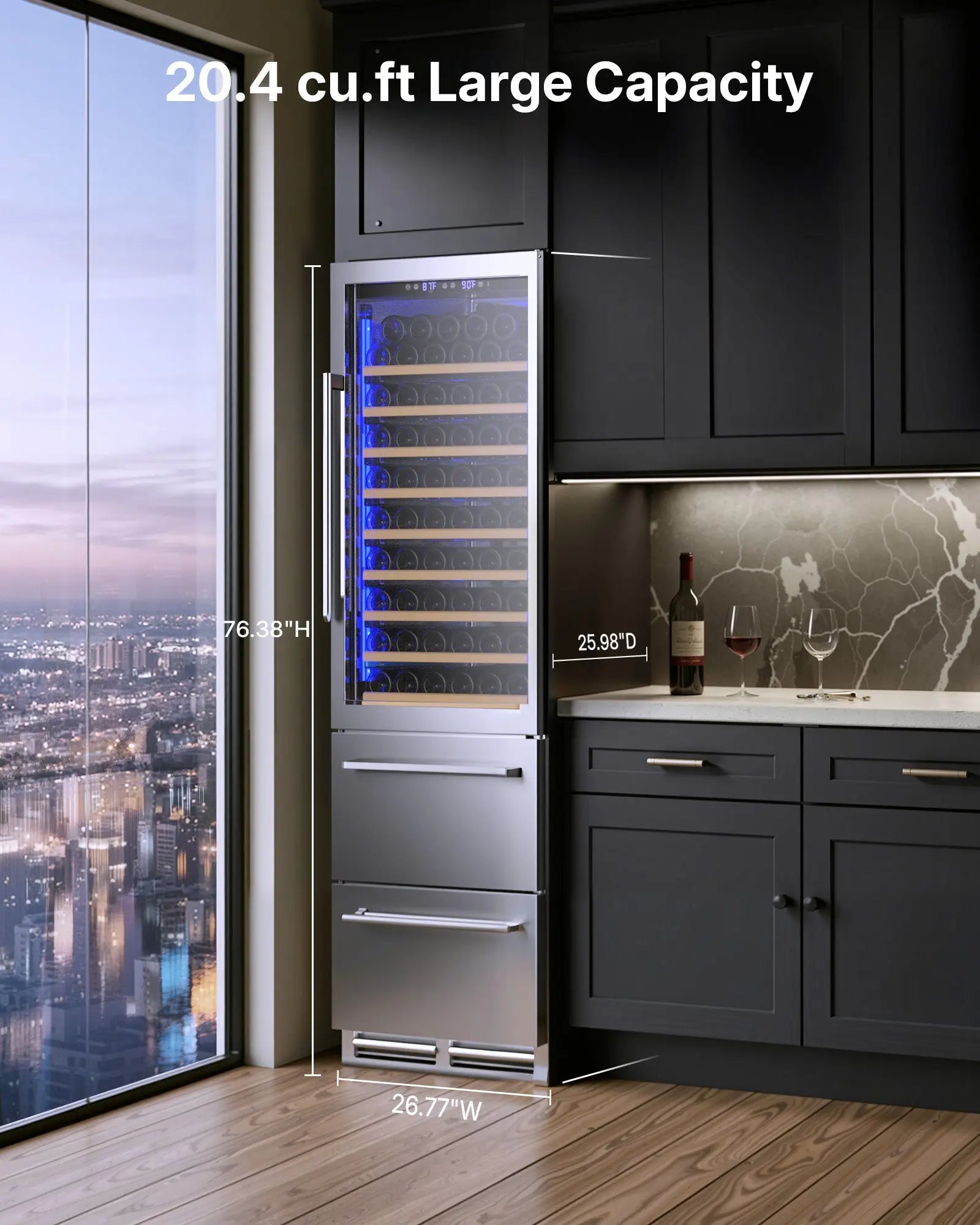 108 Bottle & 96 Can Capacity Wine Fridge WB204 - Upstreman