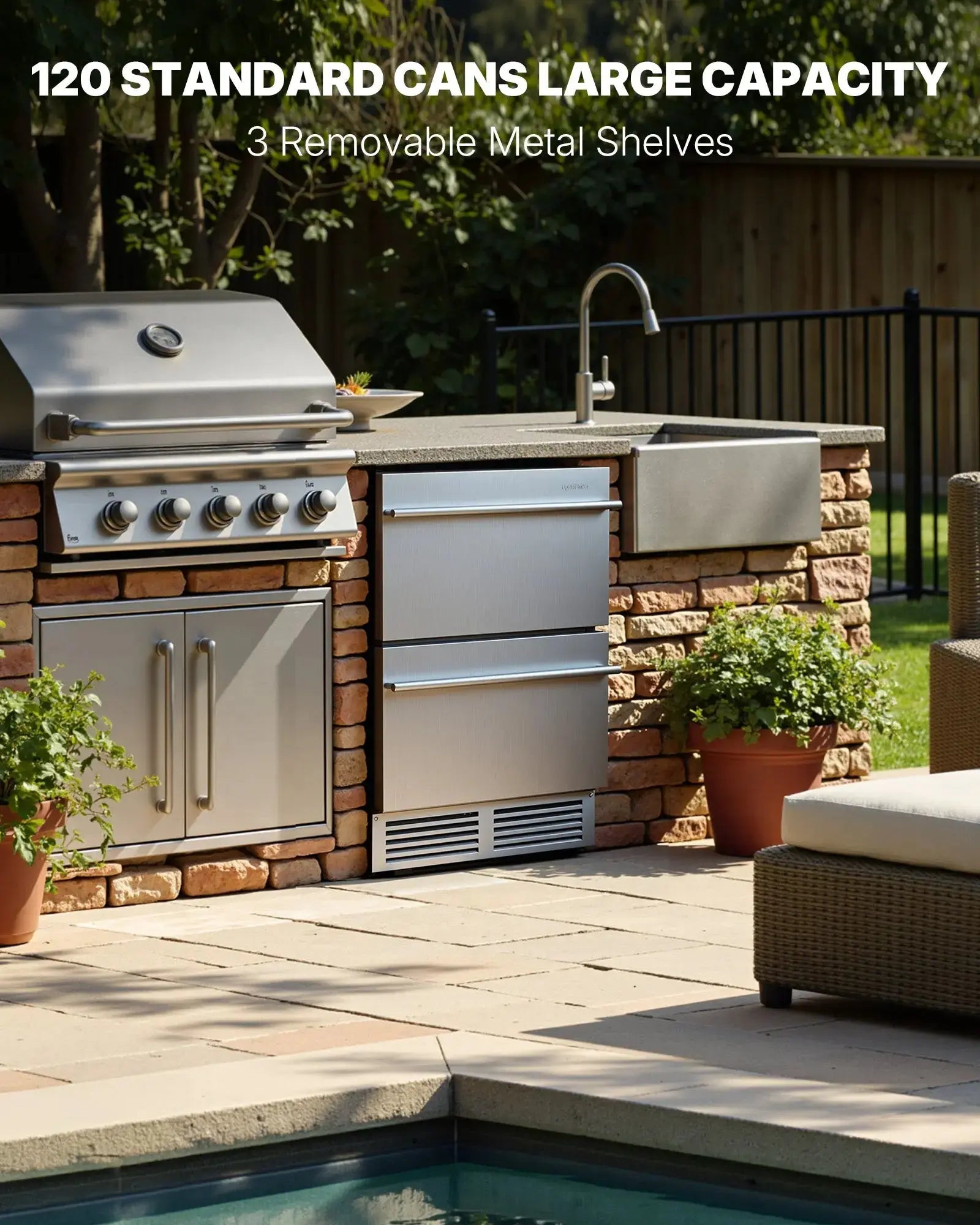 24 Inch Under Counter Outdoor Beverage Refrigerator BR50D Upstreman