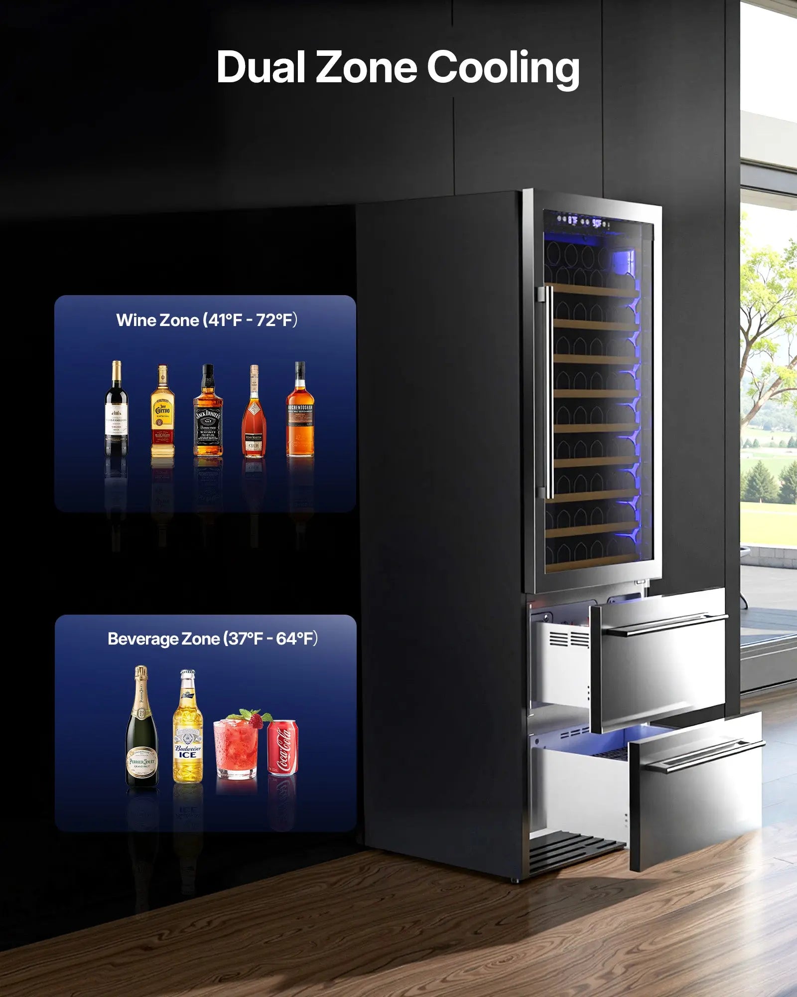 108 Bottle & 96 Can Capacity Wine Fridge WB204 - Upstreman