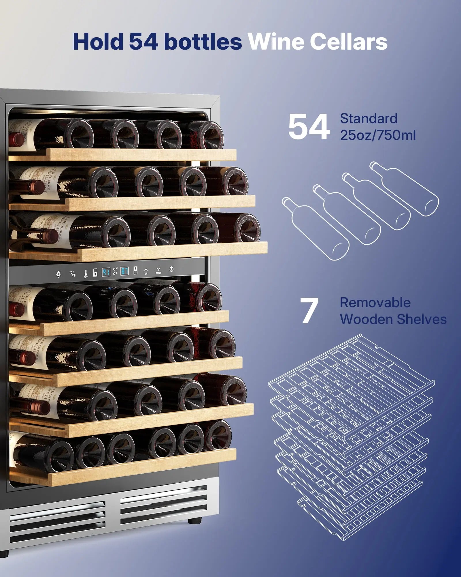 54 Bottle Wine Fridge W54 - Upstreman
