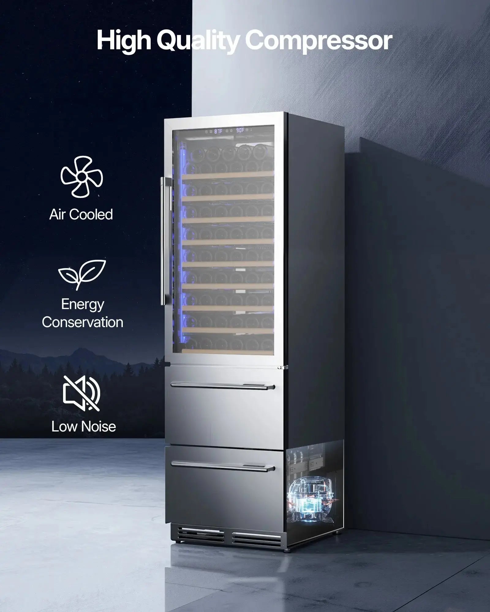 108 Bottle & 96 Can Capacity Wine Fridge WB204 - Upstreman