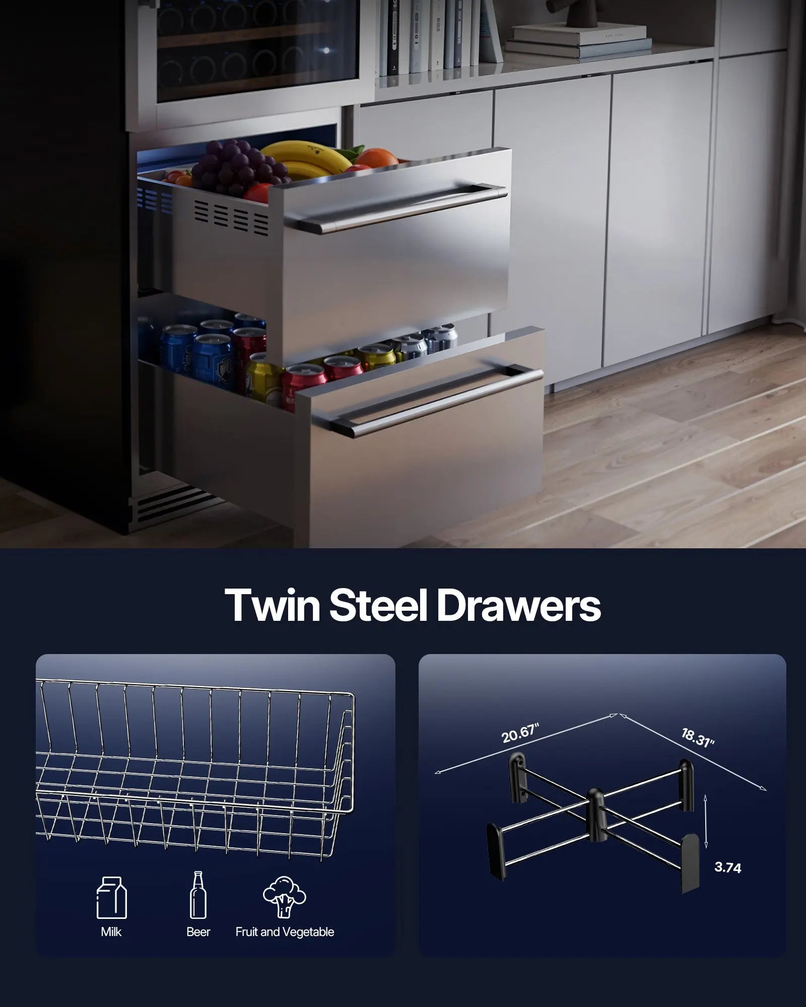 108 Bottle & 96 Can Capacity Wine Fridge WB204 - Upstreman