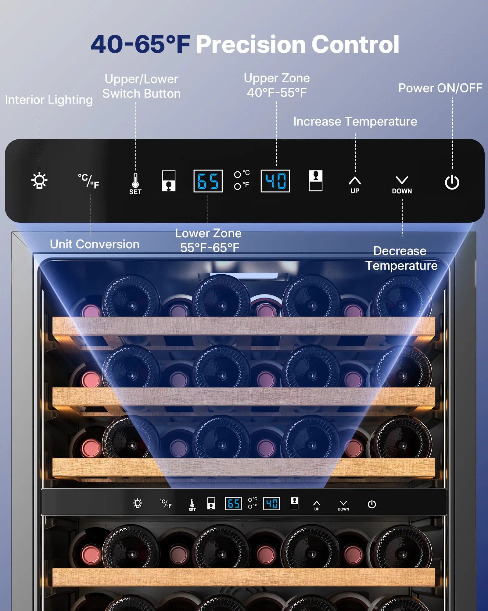 54 Bottle Wine Fridge W54 - Upstreman