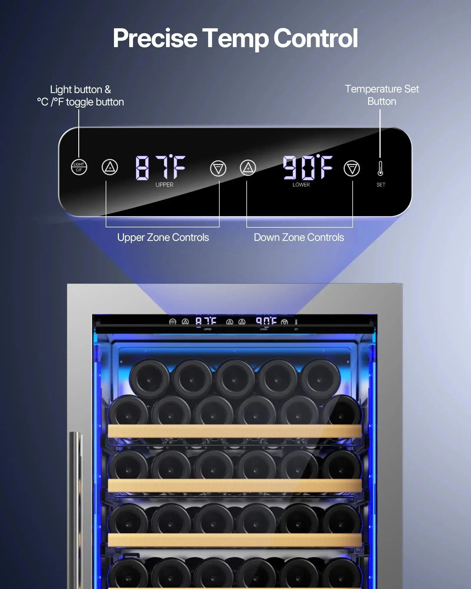 108 Bottle & 96 Can Capacity Wine Fridge WB204 - Upstreman