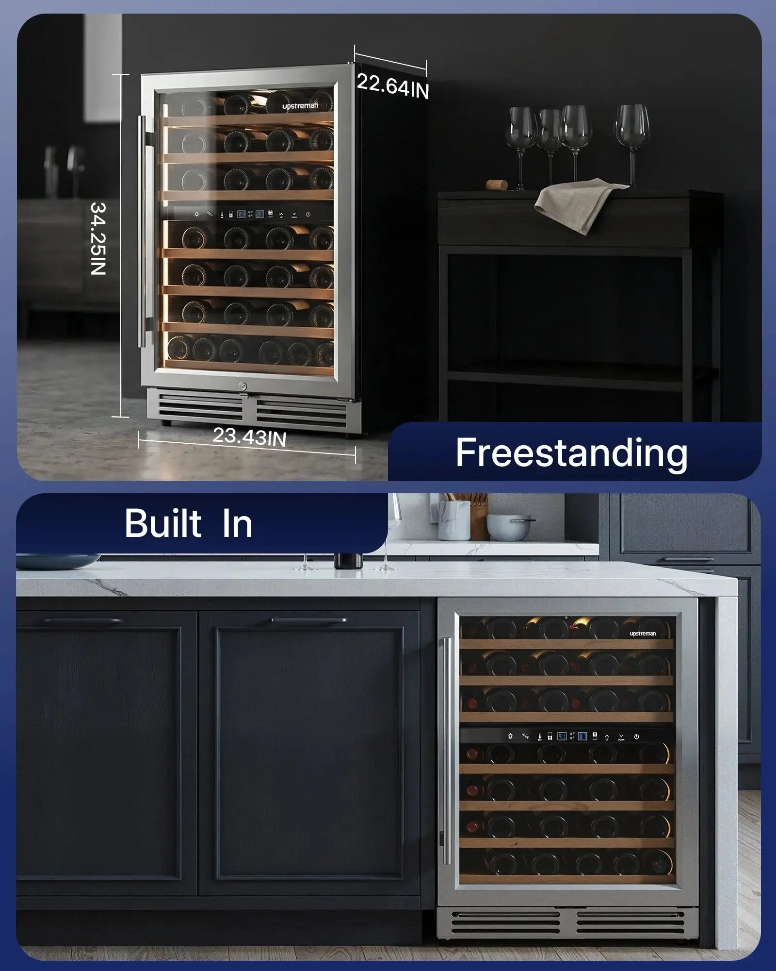 54 Bottle Wine Fridge W54 - Upstreman