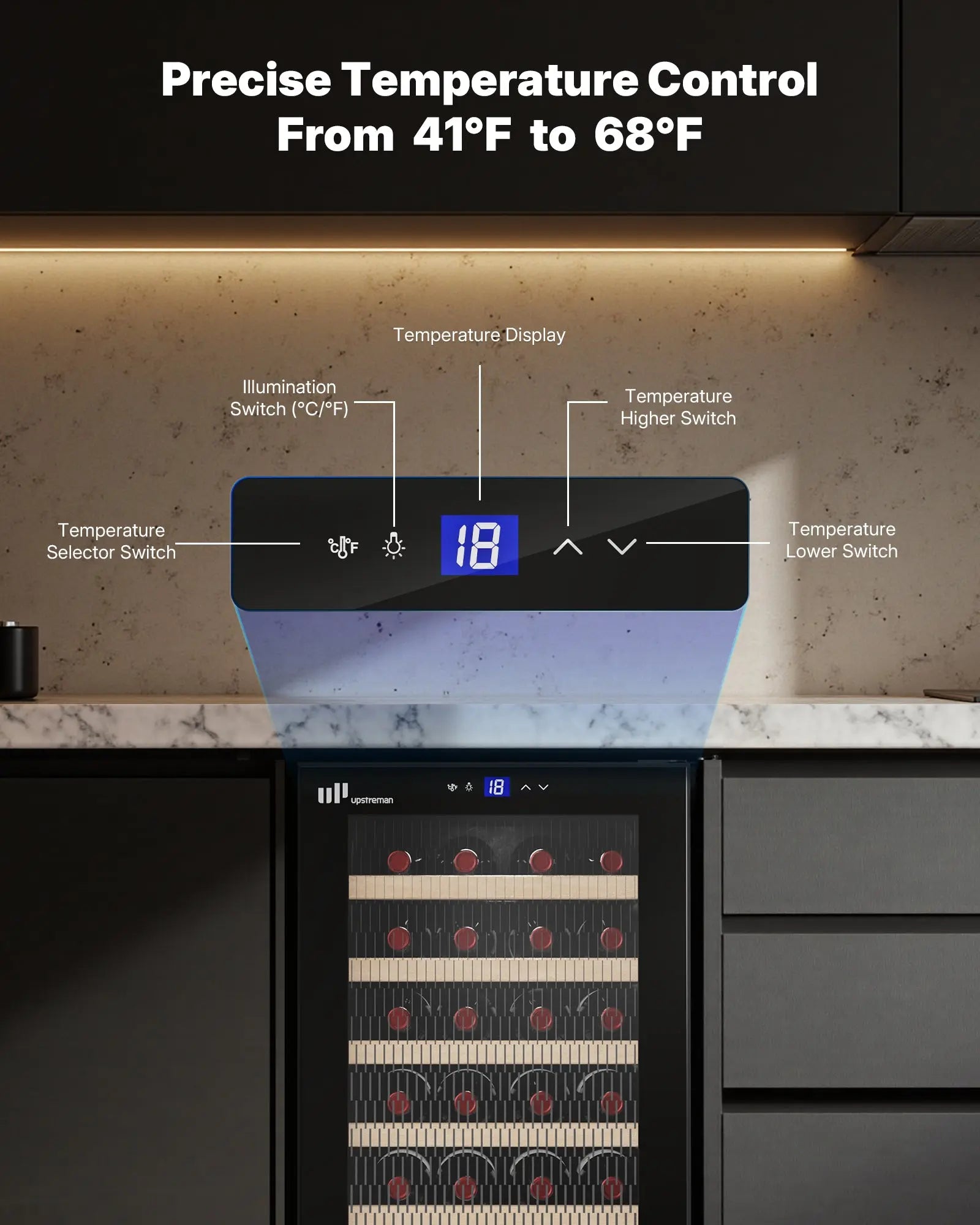 24 Bottle Wine Fridge W24 - Upstreman