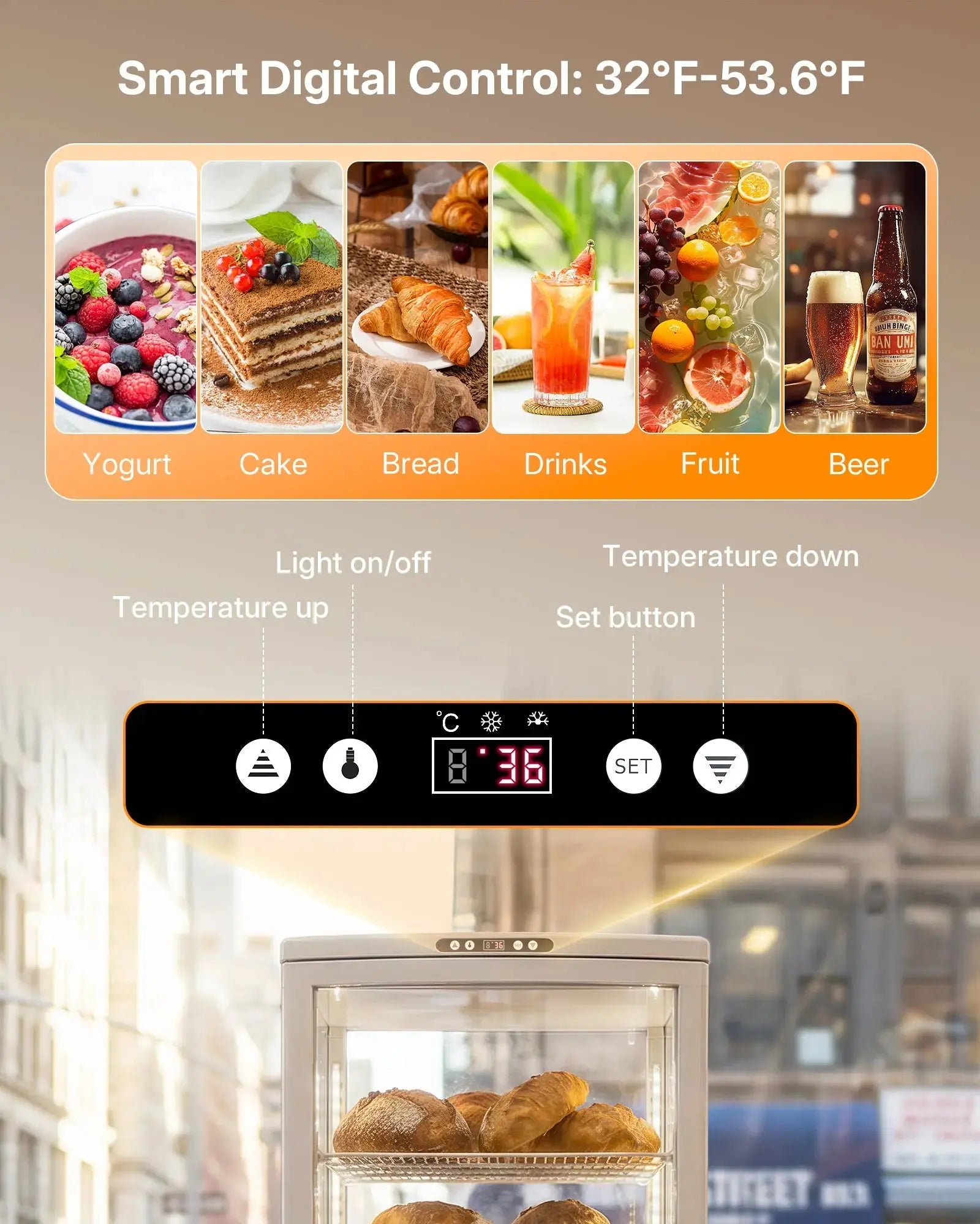 10 Cu. Ft / 280 L Commercial Bakery Display Case Refrigerator CD100 Upstreman