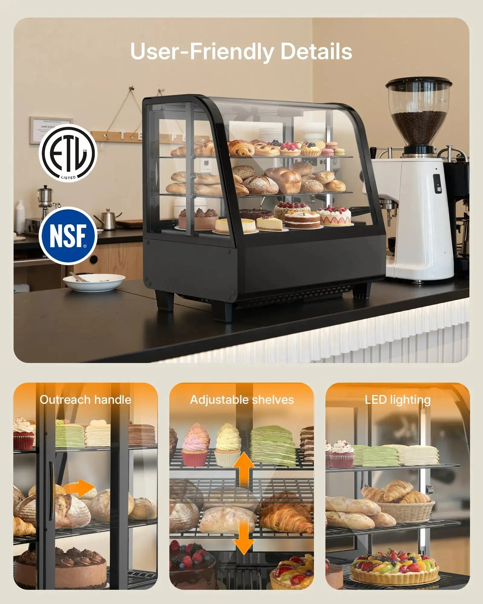 Adjustable shelves meet your diverse display needs.