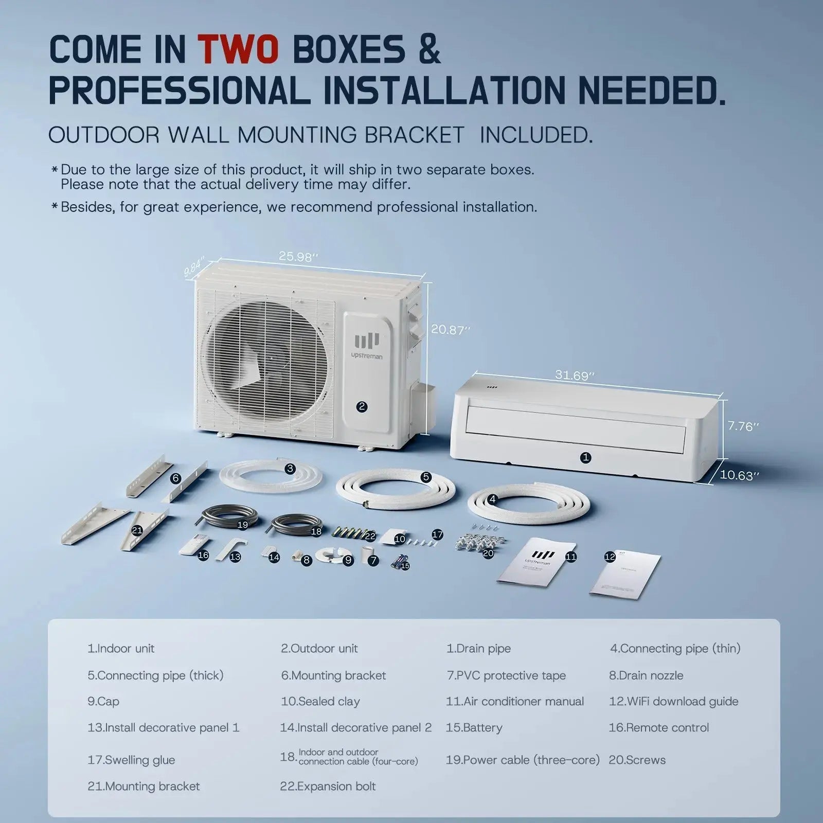 12000 BTU Mini Split Air Conditioner UPL12 - Upstreman