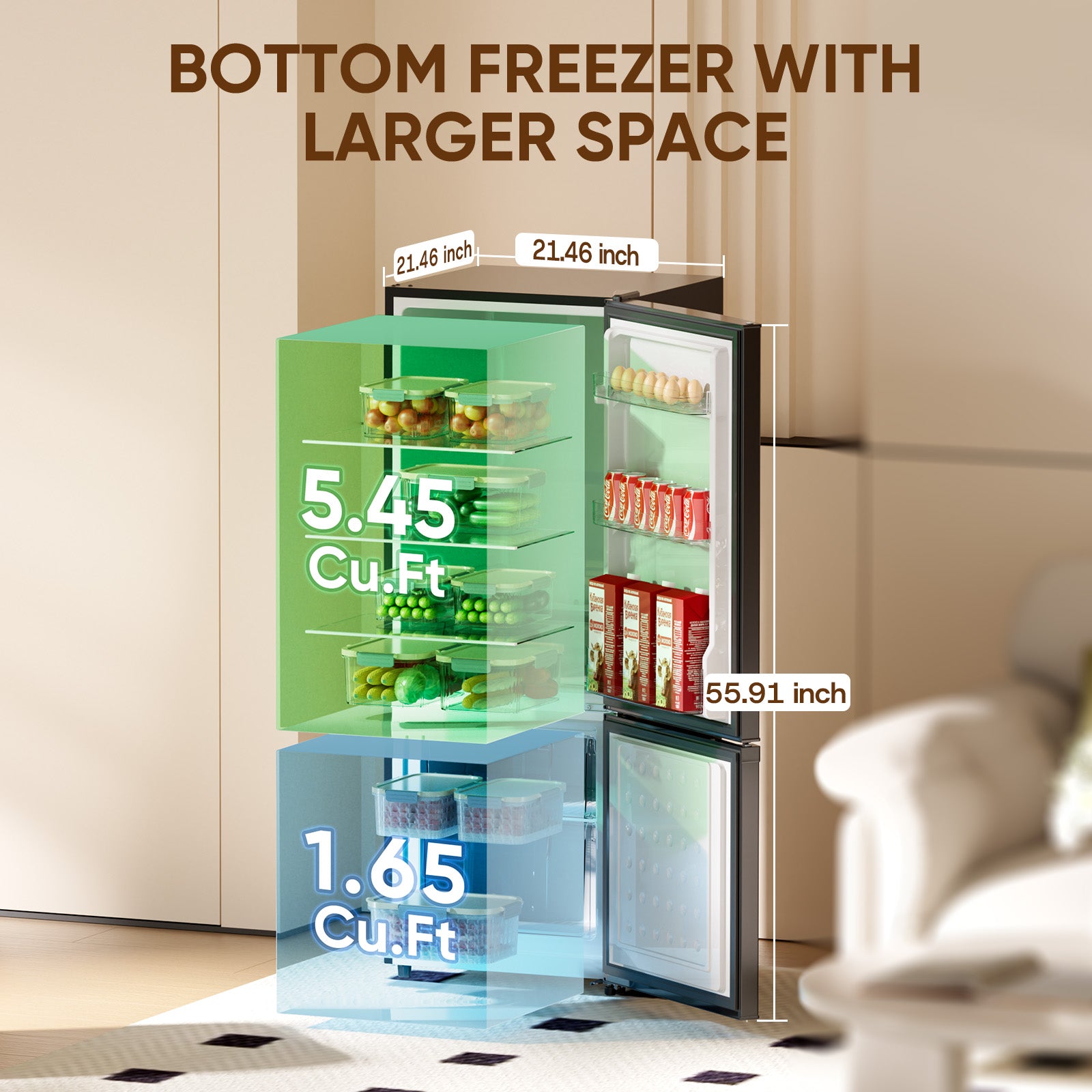 7.1 Cu.Ft Large Capacity Fridge